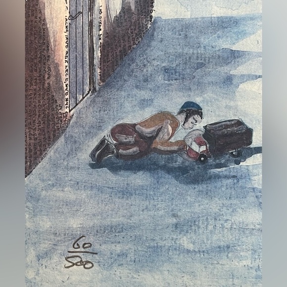 Original Jewish Watercolor Pen/Ink Lining and Writing painting. Signed by artist - Picture 6 of 14